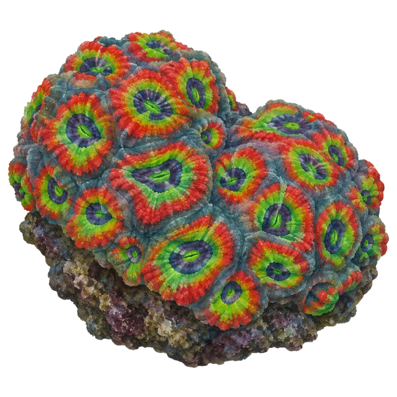 Holy Grail Micromussa, a reference illustration of the classic phenotype rather than a photograph of one coral