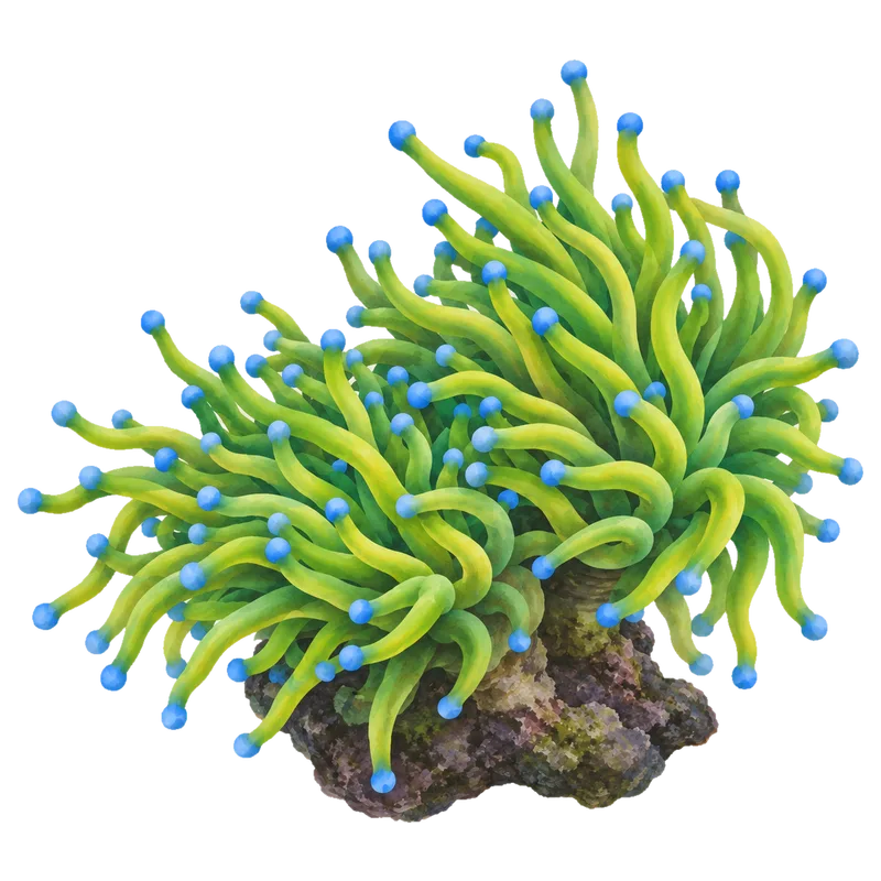 Holy Grail Torch, a reference illustration of the classic phenotype rather than a photograph of one coral