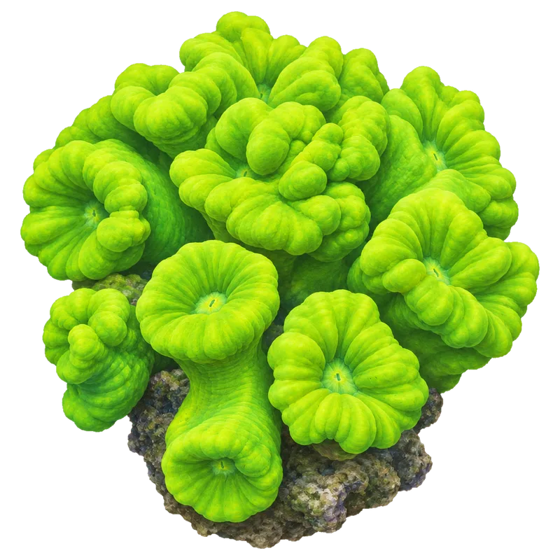 Kryptonite Candy Cane, a reference illustration of the classic phenotype rather than a photograph of one coral