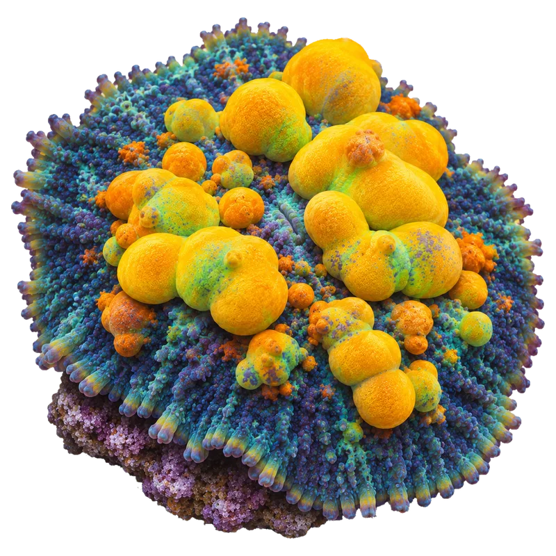 OG Bounce, a reference illustration of the classic phenotype rather than a photograph of one coral