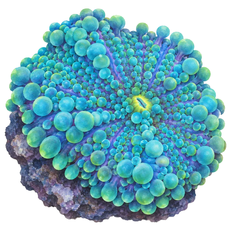 Yuma Ricordea, a reference illustration of the classic phenotype rather than a photograph of one coral